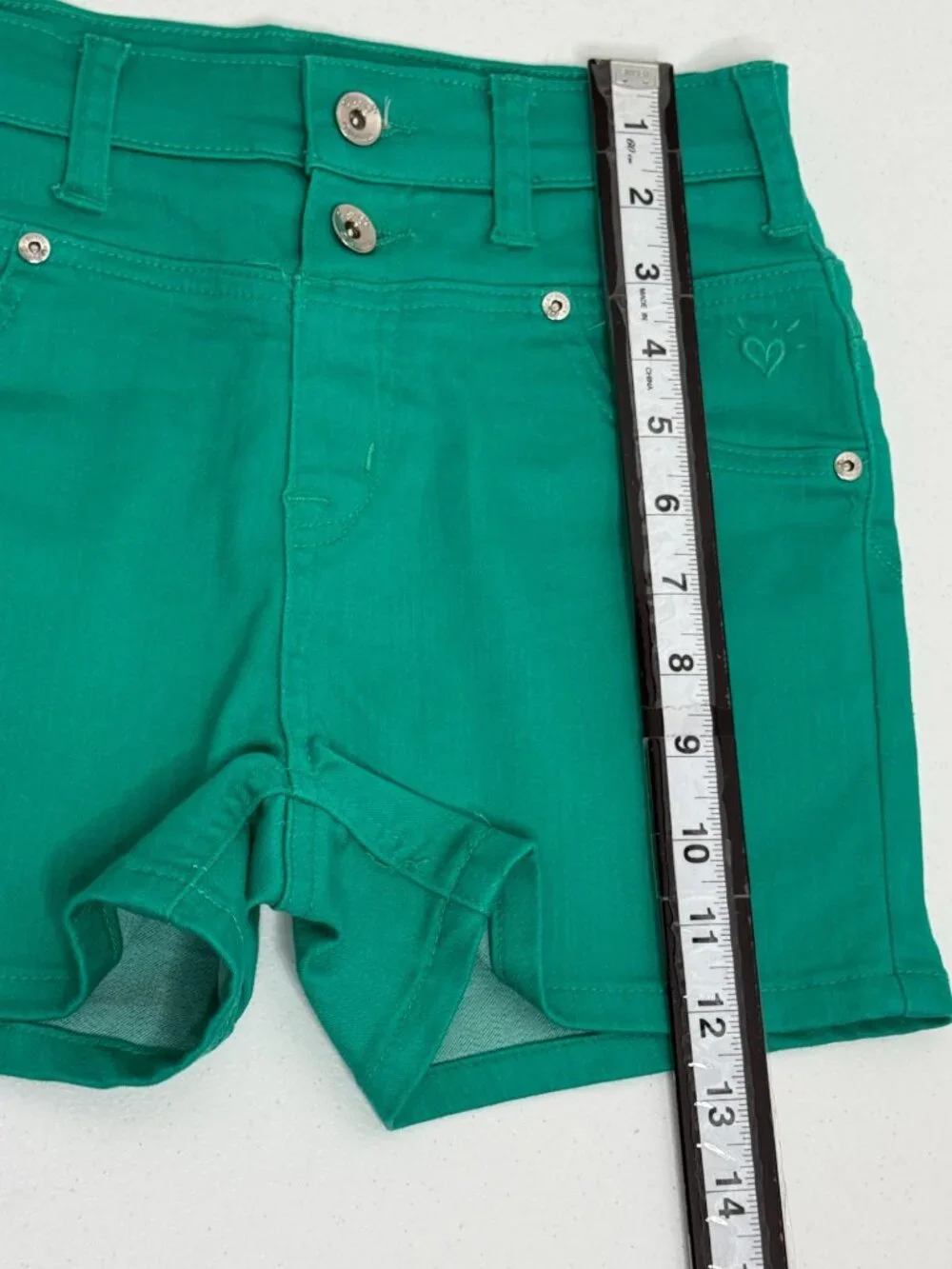 Justice Premium Green Stretch Denim Shorts Girls 14R